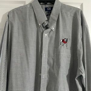 UGA Men’s Georgia Bulldog stitched into the shirt. Brand is Cutter & Buck.